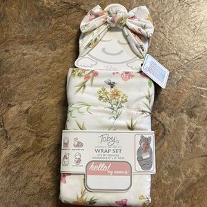 Toby NYC baby swaddle and headband set